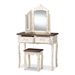 Baxton Studio Levron Classic and Traditional Two-Tone Walnut Brown and Antique White Finished Wood 2-Piece Vanity Set - JY20B092-Antique White-2PC Vanity Set