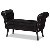Baxton Studio Hanayo Contemporary Glam and Luxe Black Velvet Fabric Upholstered Black Finished Wood Bench