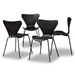 Baxton Studio Jaden Modern and Contemporary Black Plastic and Black Metal 4-Piece Dining Chair Set