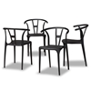 Baxton Studio Warner Modern and Contemporary Black Plastic 4-Piece Dining Chair Set