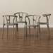 Baxton Studio Warner Modern and Contemporary Beige Plastic 4-Piece Dining Chair Set - AY-PC13-Beige Plastic-DC