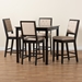 Baxton Studio Gideon Modern and Contemporary Sand Fabric Upholstered and Dark Brown Finished Wood 5-Piece Pub Set - RH2083P-Sand/Dark Brown-5PC Pub Set