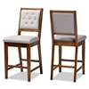 Baxton Studio Gideon Modern and Contemporary Grey Fabric Upholstered and Walnut Brown Finished Wood 2-Piece Counter Stool Set