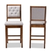 Baxton Studio Gideon Modern and Contemporary Grey Fabric Upholstered and Walnut Brown Finished Wood 2-Piece Counter Stool Set - RH2083P-Grey/Walnut-PC