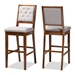 Baxton Studio Gideon Modern and Contemporary Grey Fabric Upholstered and Walnut Brown Finished Wood 2-Piece Bar Stool Set