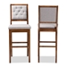 Baxton Studio Gideon Modern and Contemporary Grey Fabric Upholstered and Walnut Brown Finished Wood 2-Piece Bar Stool Set - RH2083BP-Grey/Walnut-BS