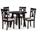 Baxton Studio Derya Modern Transitional Grey Fabric Upholstered and Dark Brown Finished Wood 5-Piece Dining Set