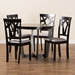 Baxton Studio Telma Modern and Contemporary Grey Fabric Upholstered and Dark Brown Finished Wood 5-Piece Dining Set - Telma-Grey/Dark Brown-5PC Dining Set