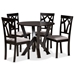 Baxton Studio Branca Modern and Contemporary Grey Fabric Upholstered and Dark Brown Finished Wood 5-Piece Dining Set