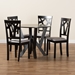 Baxton Studio Branca Modern and Contemporary Grey Fabric Upholstered and Dark Brown Finished Wood 5-Piece Dining Set - Branca-Grey/Dark Brown-5PC Dining Set