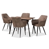 Baxton Studio Belen Modern Transitional Grey Faux Leather Effect Fabric Upholstered and Black Metal 5-Piece Dining Set
