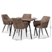 Baxton Studio Belen Modern Transitional Grey Faux Leather Effect Fabric Upholstered and Black Metal 5-Piece Dining Set - DC121-Grey/Black-5PC Dining Set