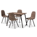 Baxton Studio Filicia Modern Transitional Grey Faux Leather Effect Fabric Upholstered and Black Metal 5-Piece Dining Set