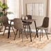 Baxton Studio Filicia Modern Transitional Grey Faux Leather Effect Fabric Upholstered and Black Metal 5-Piece Dining Set - DC108-Grey/Black-5PC Dining Set