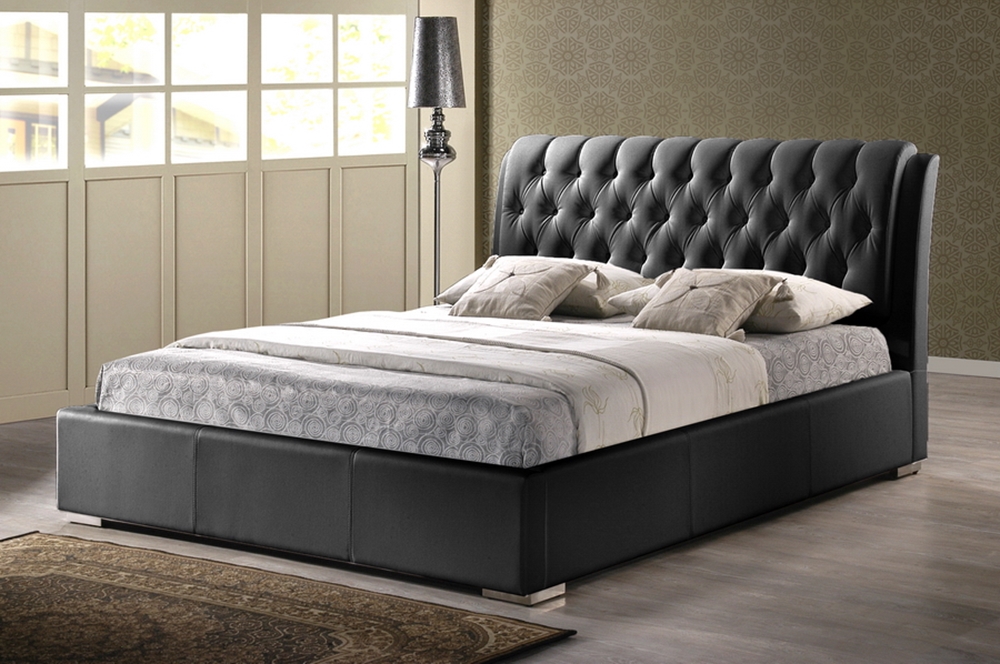 Bianca Black Modern Bed With Tufted, Black Tufted Bed Frame Full