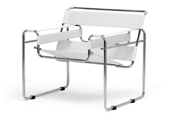 Baxton Studio Jericho Cream Leather Mid-Century Modern Accent Chair