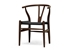 Baxton Studio Wishbone Chair - Brown Wood Y Chair with Black Seat (Set of 2)