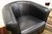Baxton Studio Julian Black Brown Faux Leather Club Chair with 360 Degree Swivel - A-282-Black