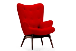Baxton Studio Solaris Red Linen Contemporary Armchair