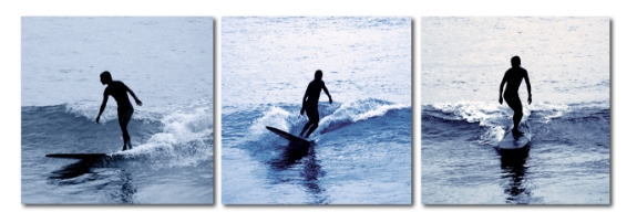 Surf Silhouettes Mounted Photography Print Triptych