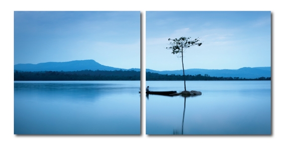 Baxton Studio Cerulean Stillness Mounted Photography Print Diptych