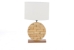 Baxton Studio Budalin Wood & White Linen Lamp