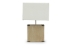 Baxton Studio Kostka Wood and Fabric Lamp - DEK42MG GN