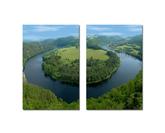 Baxton Studio Wraparound Waterway #2 Mounted Photography Print Diptych