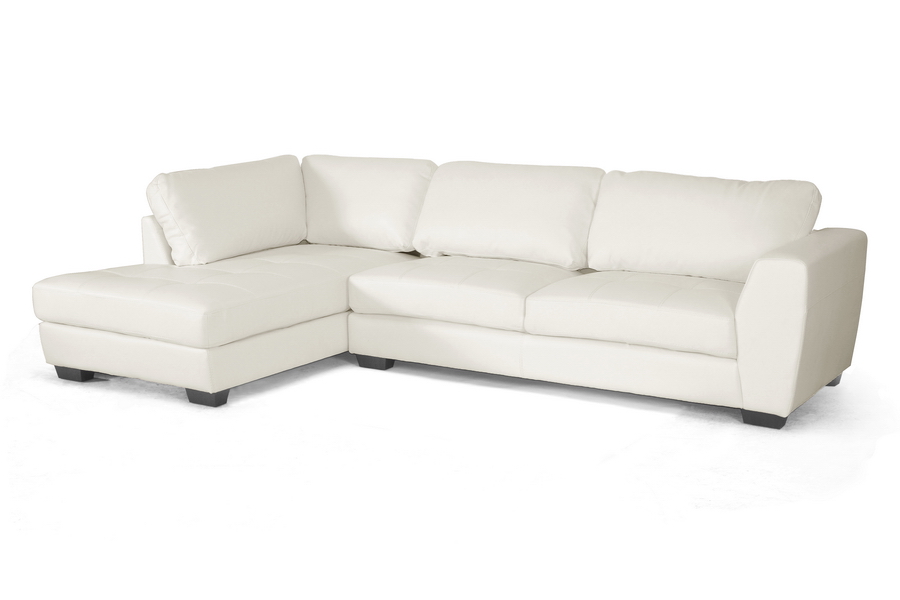 Baxton Studio Orland White Leather, White Leather Sectional Sofa