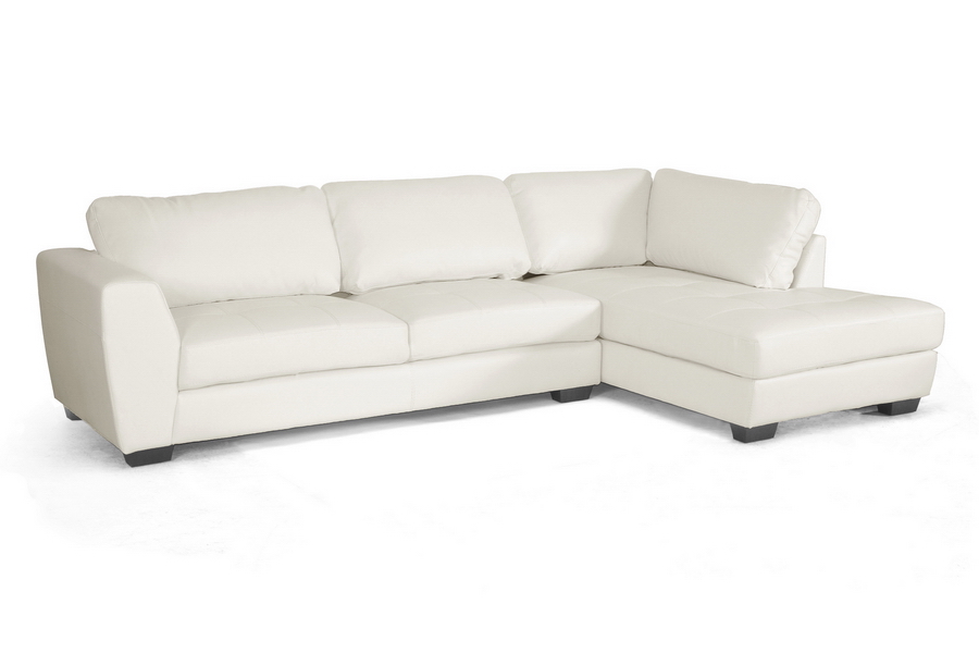 Baxton Studio Orland White Leather, White Leather Sectional With Chaise