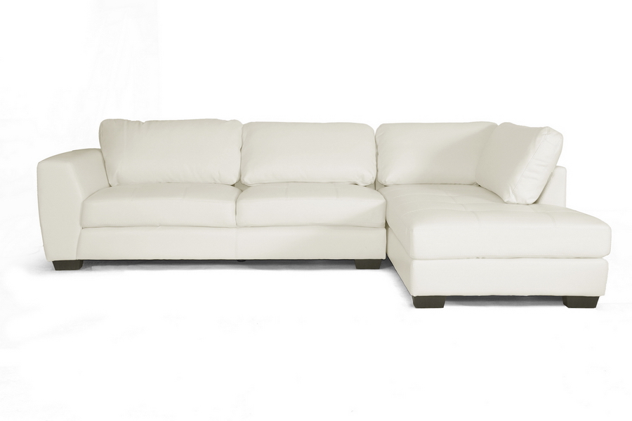 Baxton Studio Orland White Leather Modern Sectional Sofa Set with Right Facing Chaise ...