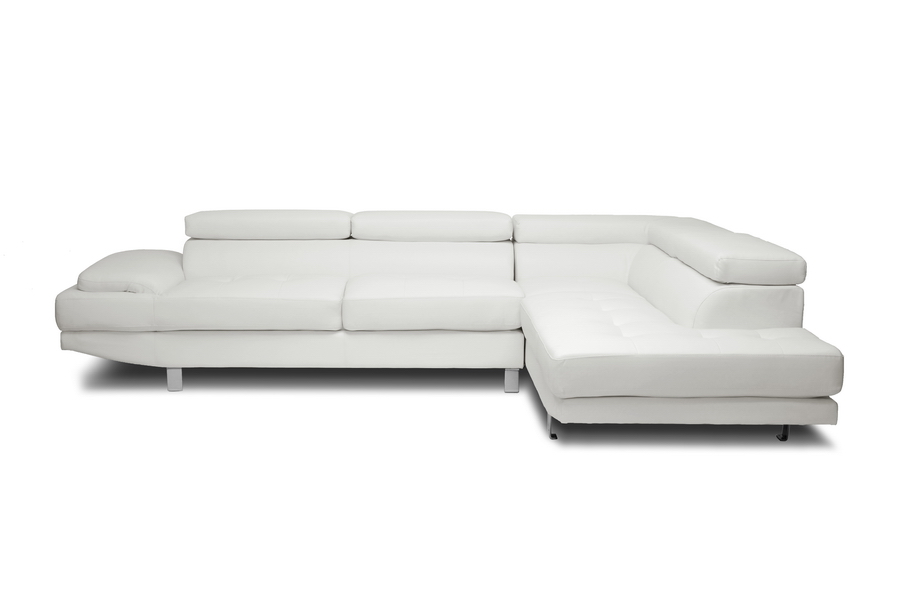 Baxton Studio Selma White Leather Modern Sectional Sofa | Wholesale Interiors