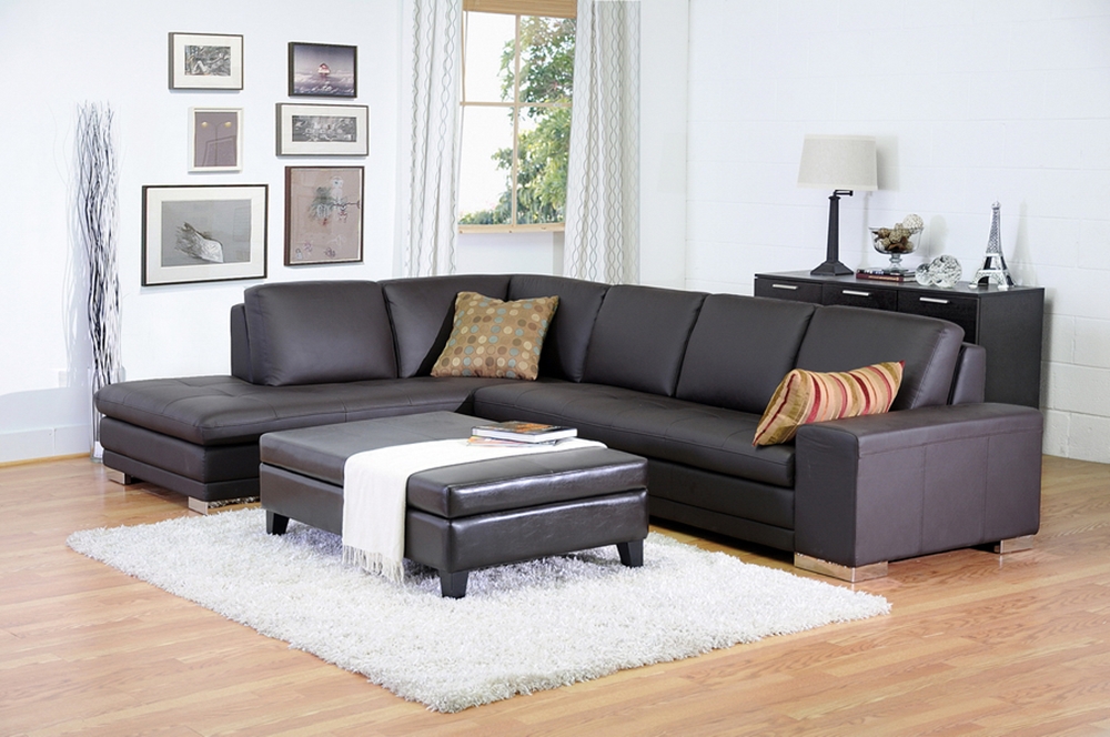 Callidora Dark Brown Leather Leather Match Sofa Sectional Reverse Wholesale Interiors