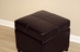 Baxton Studio Dark Brown Full Leather Storage Cube Ottoman - 0380-001-dark brown