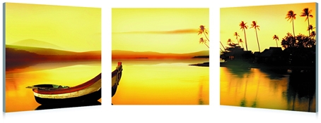 Golden Sunset Mounted Photography Print Triptych