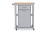 Baxton Studio Yonkers Contemporary Light Grey Kitchen Cart with Wood TopOne (1) Kitchen Cart