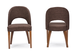 Baxton Studio Lucas Mid-Century Style Brown Fabric  Dining Chair (Set of 2)