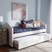 Baxton Studio Alessia White Faux Leather Upholstered Daybed with Guest Trundle Bed - CF8751-White-Day Bed