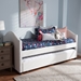 Baxton Studio Alessia White Faux Leather Upholstered Daybed with Guest Trundle Bed - CF8751-White-Day Bed