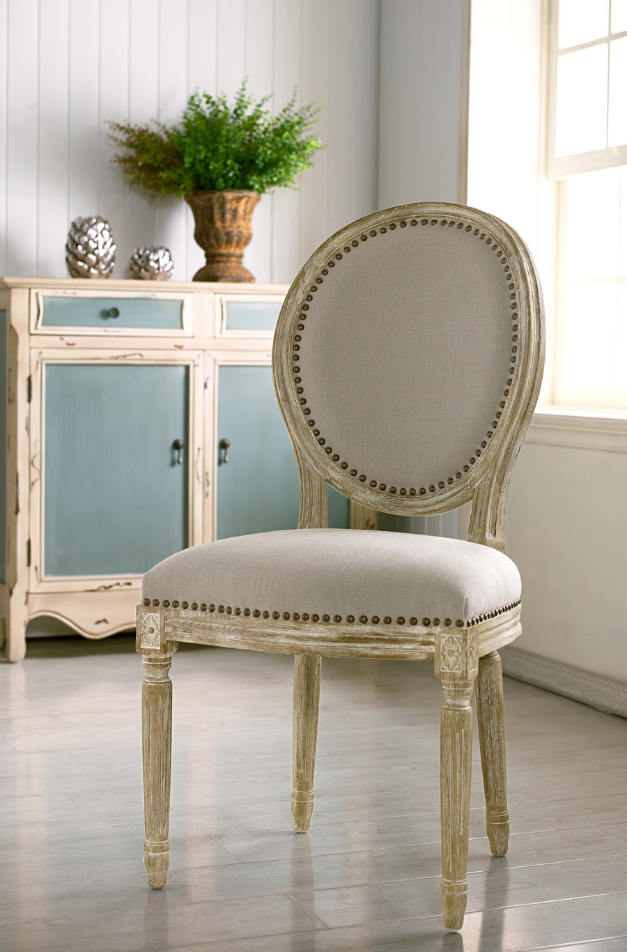 Baxton Studio Clairette Wood Traditional French Accent Chair-Round
