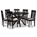 Baxton Studio Callie Modern and Contemporary Grey Fabric Upholstered and Dark Brown Finished Wood 7-Piece Dining Set - Callie-Grey/Dark Brown-7PC Dining Set