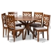 Baxton Studio Norah Modern and Contemporary Grey Fabric Upholstered and Walnut Brown Finished Wood 7-Piece Dining Set - Norah-Grey/Walnut-7PC Dining Set