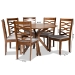 Baxton Studio Mila Modern and Contemporary Grey Fabric Upholstered and Walnut Brown Finished Wood 7-Piece Dining Set - Mila-Grey/Walnut-7PC Dining Set