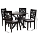 Baxton Studio Karel Modern Grey Fabric and Espresso Brown Finished Wood 5-Piece Dining Set - Karel-Grey/Dark Brown-5PC Dining Set