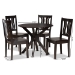 Baxton Studio Mare Modern and Contemporary Transitional Dark Brown Finished Wood 5-Piece Dining Set - Mare-Dark Brown-5PC Dining Set