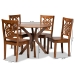 Baxton Studio Liese Modern and Contemporary Transitional Walnut Brown Finished Wood 5-Piece Dining Set - Liese-Walnut-5PC Dining Set