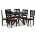 Baxton Studio Miela Modern and Contemporary Two-Tone Dark Brown and Walnut Brown Finished Wood 7-Piece Dining Set - Miela-Dark Brown/Walnut-7PC Dining Set
