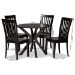 Baxton Studio Zora Modern and Contemporary Dark Brown Finished Wood 5-Piece Dining Set - Zora-Dark Brown-5PC Dining Set