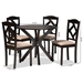 Baxton Studio Carlin Sand Fabric Upholstered and Dark Brown Finished Wood 5-Piece Dining Set - Carlin-Sand/Dark Brown-5PC Dining Set