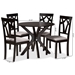 Baxton Studio Luise Modern and Contemporary Grey Fabric Upholstered and Dark Brown Finished Wood 5-Piece Dining Set - Luise-Grey/Dark Brown-5PC Dining Set